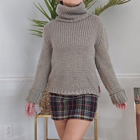 Miss Sixty Wool Alpaca Knit Turtleneck Sweater Taupe Grey Small - Picture 15 of 15
